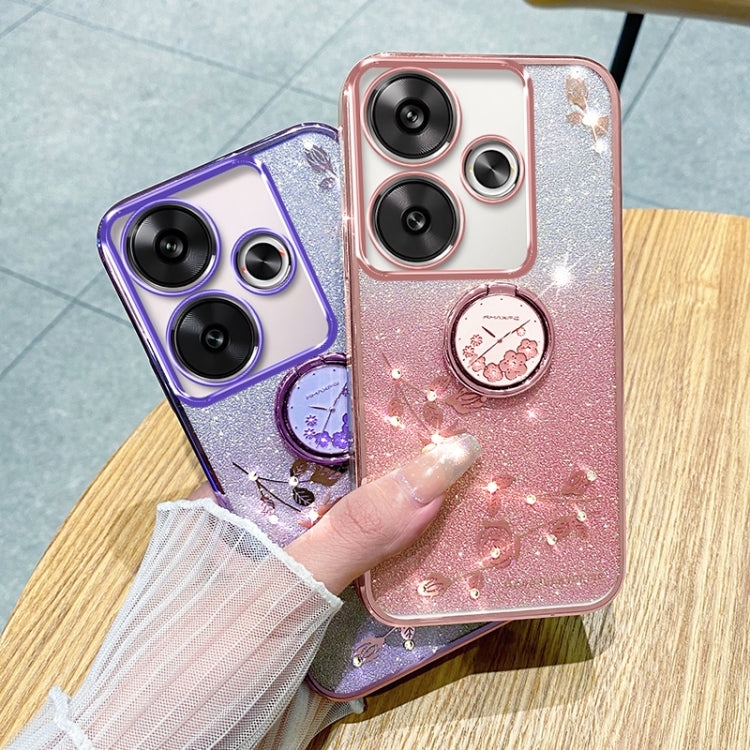 For Xiaomi Redmi Turbo 3 Gradient Glitter Immortal Flower Ring All-inclusive Phone Case