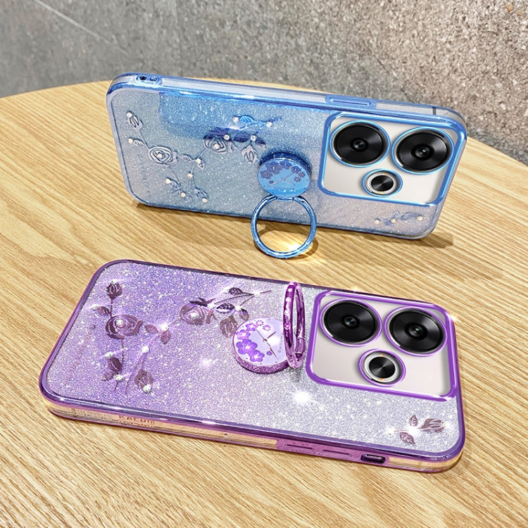 For Xiaomi Redmi Turbo 3 Gradient Glitter Immortal Flower Ring All-inclusive Phone Case
