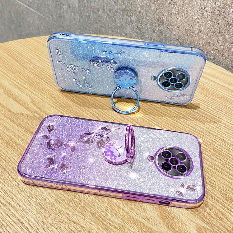 For Xiaomi Redmi K30 Pro Gradient Glitter Immortal Flower Ring All-inclusive Phone Case