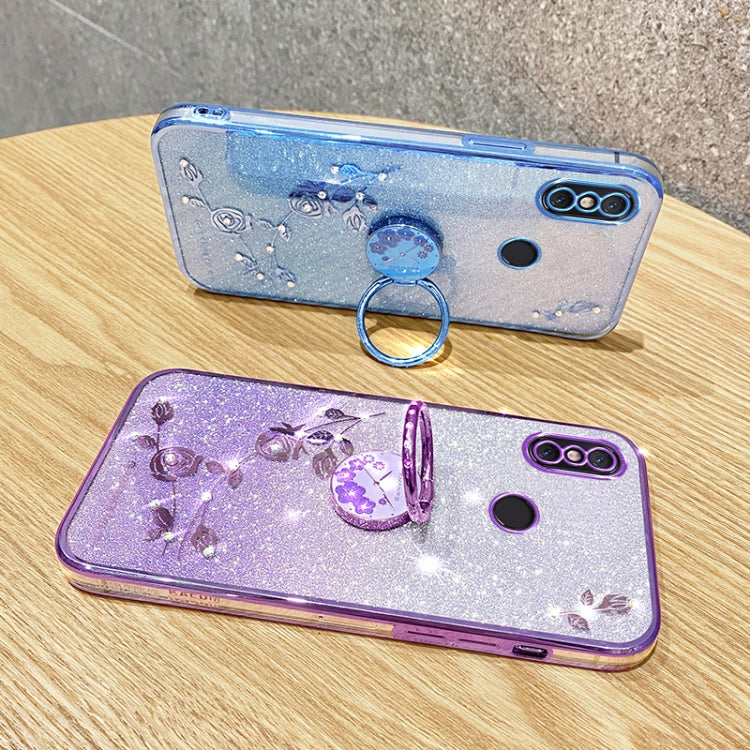For Xiaomi Mi 8 Gradient Glitter Immortal Flower Ring All-inclusive Phone Case