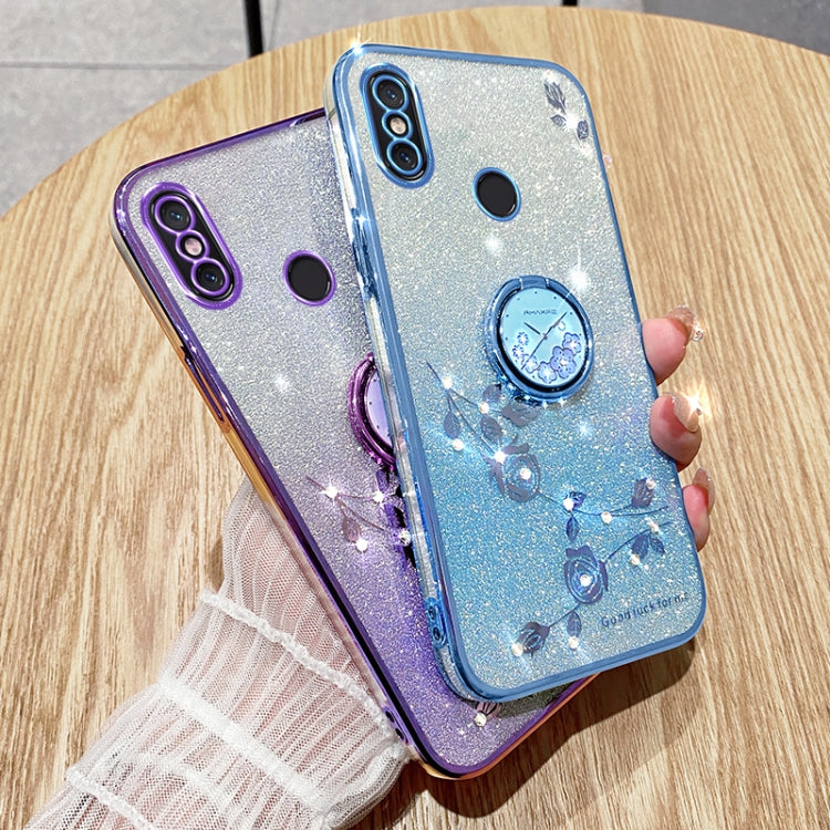 For Xiaomi Mi 8 Gradient Glitter Immortal Flower Ring All-inclusive Phone Case