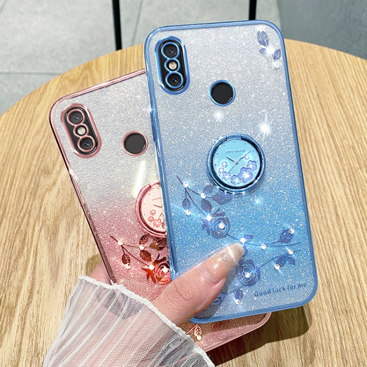 For Xiaomi Mi 8 Gradient Glitter Immortal Flower Ring All-inclusive Phone Case
