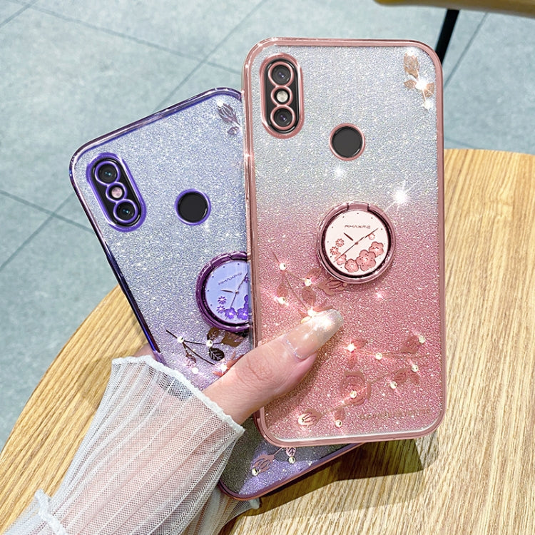 For Xiaomi Mi 8 Gradient Glitter Immortal Flower Ring All-inclusive Phone Case