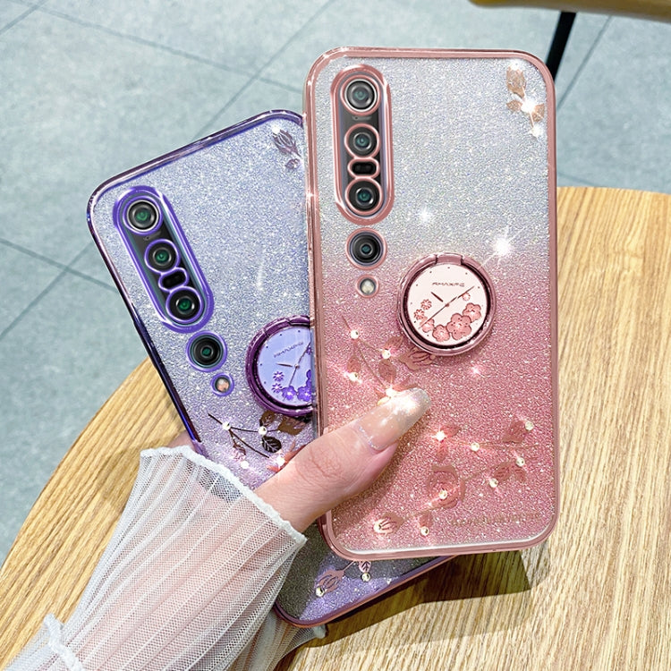 For Xiaomi Mi 10 Pro Gradient Glitter Immortal Flower Ring All-inclusive Phone Case