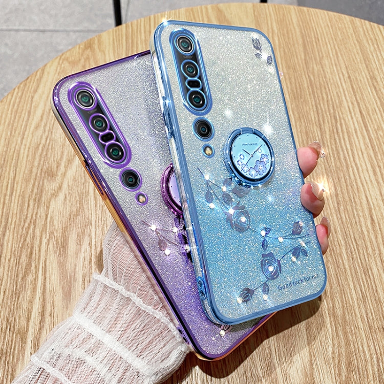 For Xiaomi Mi 10 Pro Gradient Glitter Immortal Flower Ring All-inclusive Phone Case