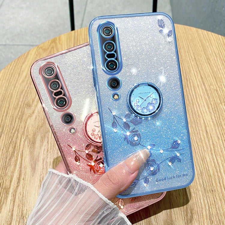 For Xiaomi Mi 10 Pro Gradient Glitter Immortal Flower Ring All-inclusive Phone Case
