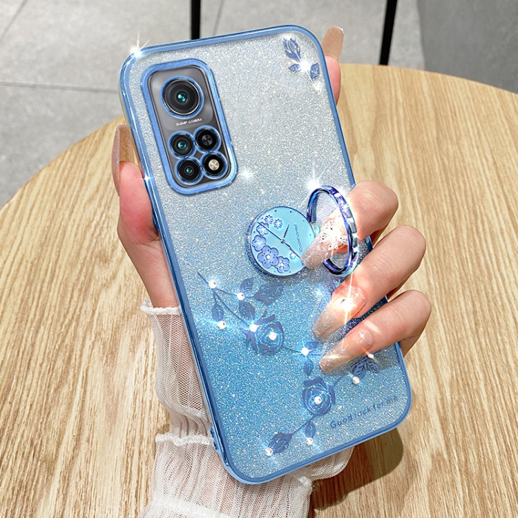 For Xiaomi Mi 10T Pro Gradient Glitter Immortal Flower Ring All-inclusive Phone Case