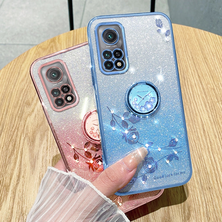 For Xiaomi Mi 10T Pro Gradient Glitter Immortal Flower Ring All-inclusive Phone Case
