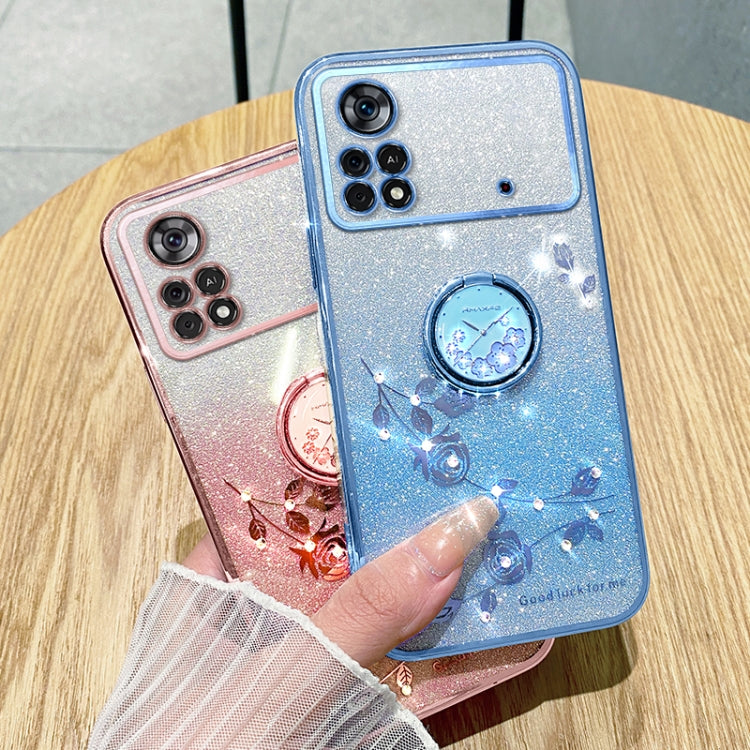 For Xiaomi Poco X4 Pro 5G Gradient Glitter Immortal Flower Ring All-inclusive Phone Case