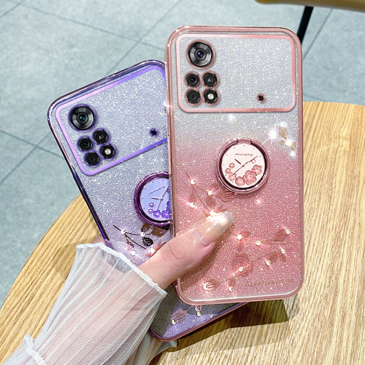 For Xiaomi Poco X4 Pro 5G Gradient Glitter Immortal Flower Ring All-inclusive Phone Case