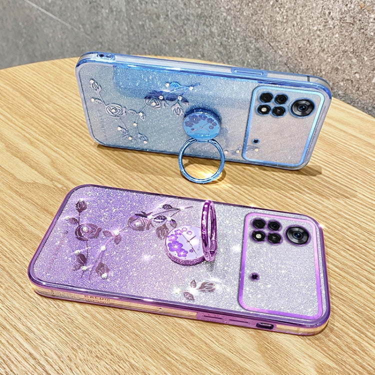 For Xiaomi Poco X4 Pro 5G Gradient Glitter Immortal Flower Ring All-inclusive Phone Case