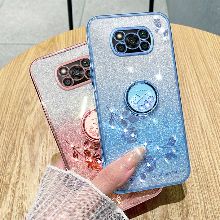 For Xiaomi  Poco X3 Gradient Glitter Immortal Flower Ring All-inclusive Phone Case
