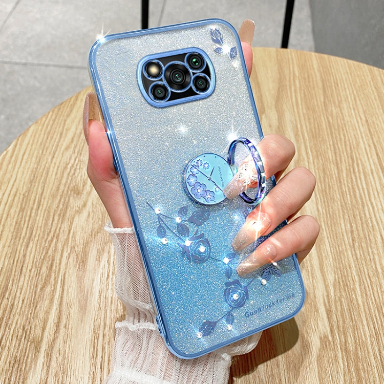 For Xiaomi  Poco X3 Gradient Glitter Immortal Flower Ring All-inclusive Phone Case