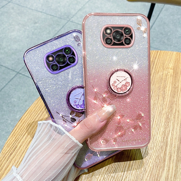 For Xiaomi Poco X3 Pro Gradient Glitter Immortal Flower Ring All-inclusive Phone Case