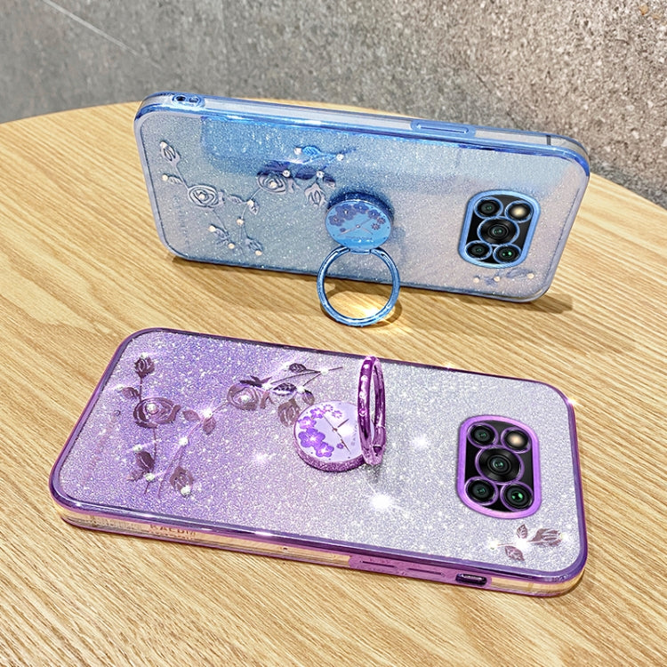 For Xiaomi Poco X3 Pro Gradient Glitter Immortal Flower Ring All-inclusive Phone Case