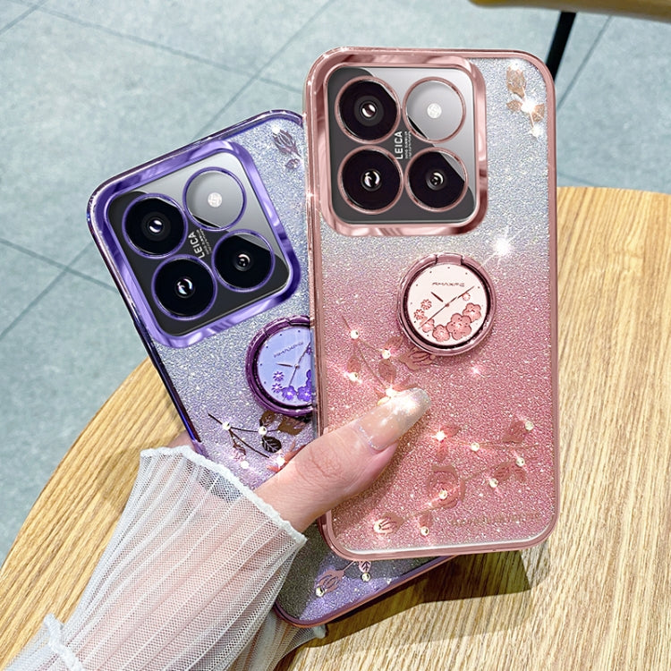 For Xiaomi Redmi 14C 4G Gradient Glitter Immortal Flower Ring All-inclusive Phone Case