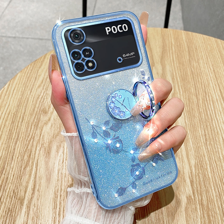 For Xiaomi Poco M4 Pro 4G Gradient Glitter Immortal Flower Ring All-inclusive Phone Case