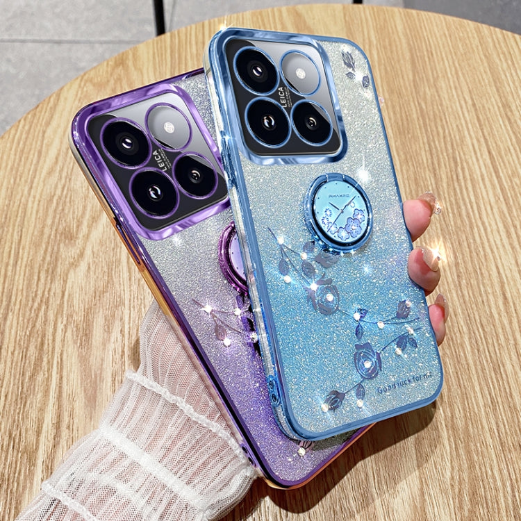 For Xiaomi 14T Gradient Glitter Immortal Flower Ring All-inclusive Phone Case