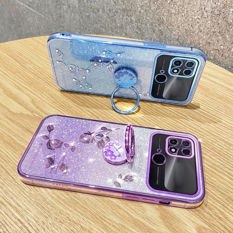 For Xiaomi Poco C40 4G Gradient Glitter Immortal Flower Ring All-inclusive Phone Case
