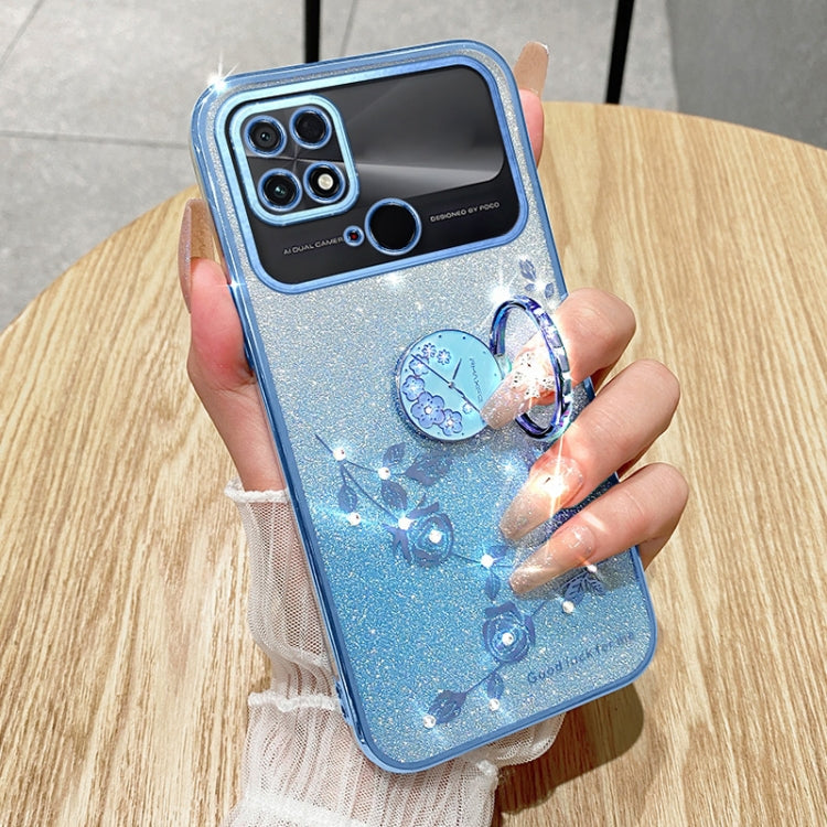 For Xiaomi Poco C40 4G Gradient Glitter Immortal Flower Ring All-inclusive Phone Case