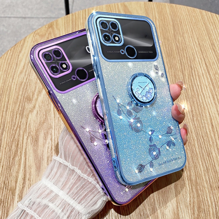 For Xiaomi Poco C40 4G Gradient Glitter Immortal Flower Ring All-inclusive Phone Case