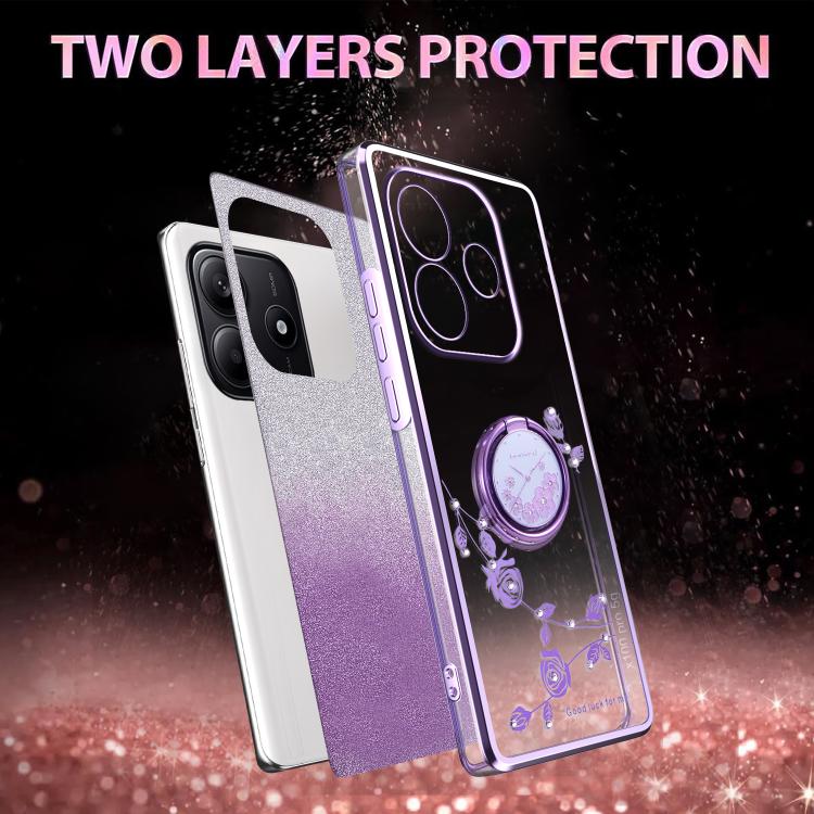 For Xiaomi Redmi Note 14 5G Gradient Glitter Immortal Flower Ring All-inclusive Phone Case