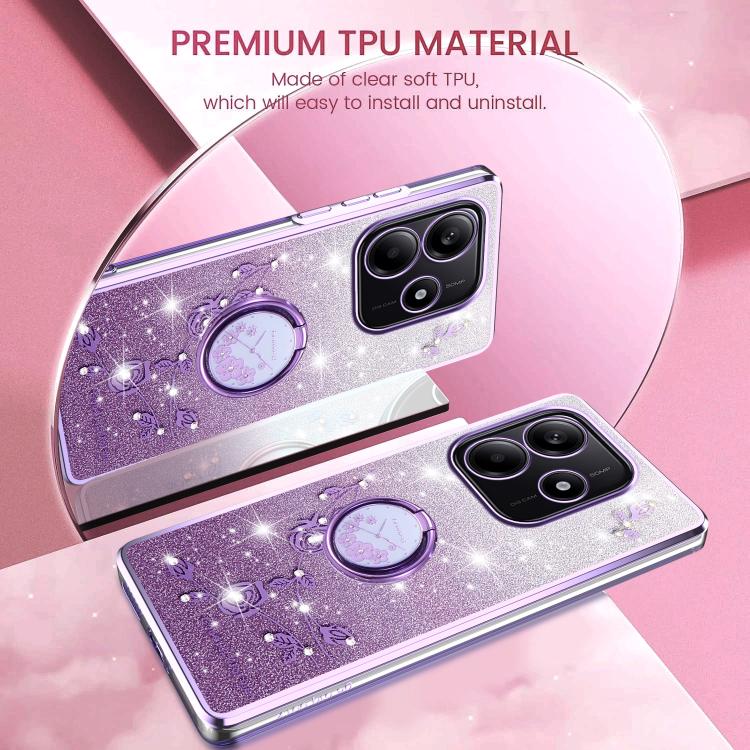 For Xiaomi Redmi Note 14 5G Gradient Glitter Immortal Flower Ring All-inclusive Phone Case