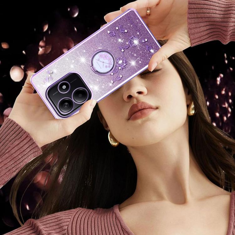 For Xiaomi Redmi Note 14 5G Gradient Glitter Immortal Flower Ring All-inclusive Phone Case