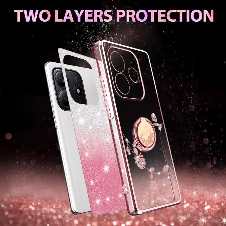 For Xiaomi Redmi Note 14 5G Gradient Glitter Immortal Flower Ring All-inclusive Phone Case