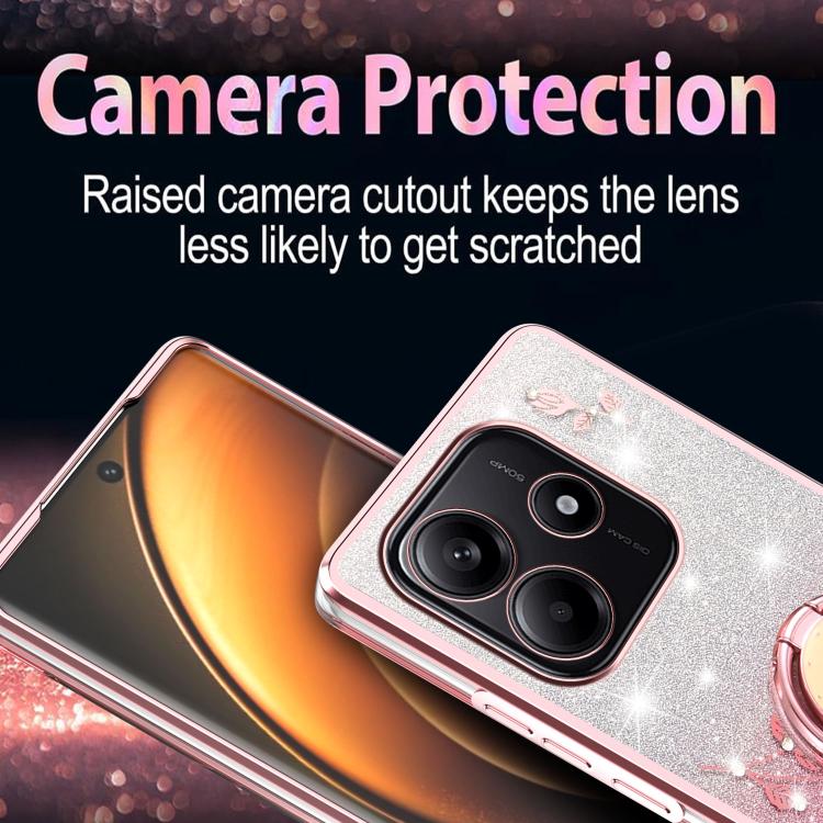For Xiaomi Redmi Note 14 5G Gradient Glitter Immortal Flower Ring All-inclusive Phone Case