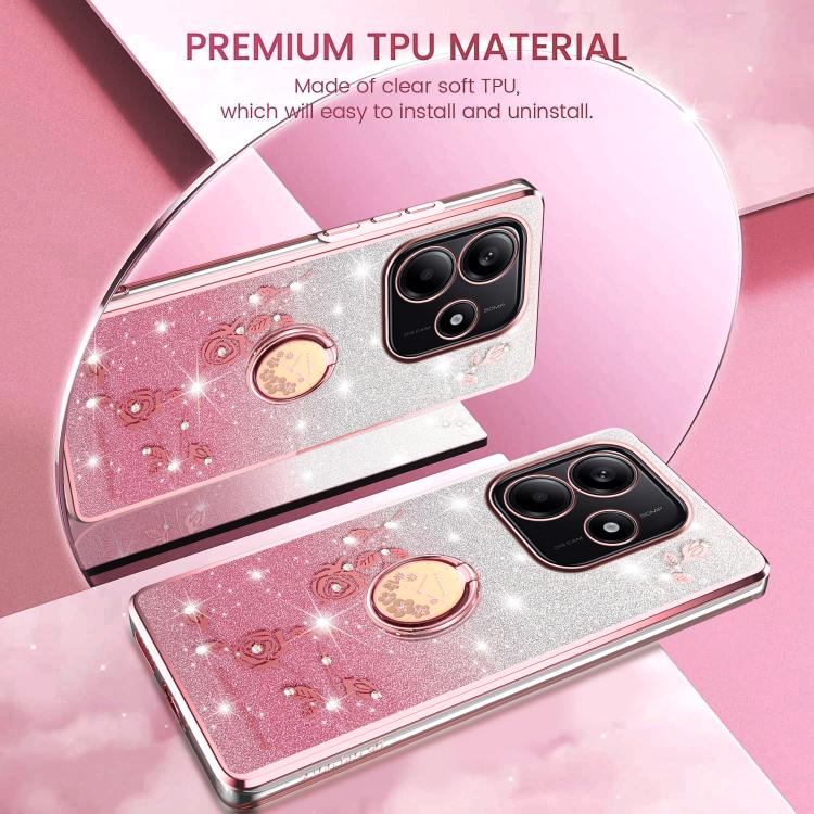 For Xiaomi Redmi Note 14 5G Gradient Glitter Immortal Flower Ring All-inclusive Phone Case