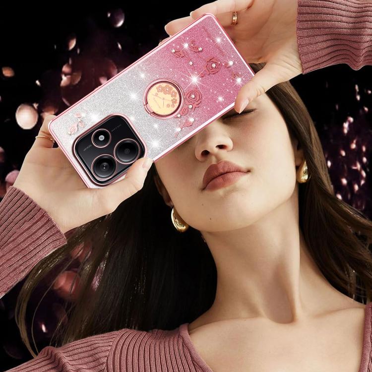 For Xiaomi Redmi Note 14 5G Gradient Glitter Immortal Flower Ring All-inclusive Phone Case