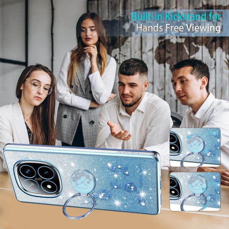 For Xiaomi Redmi Note 14 Pro+ 5G Gradient Glitter Immortal Flower Ring All-inclusive Phone Case