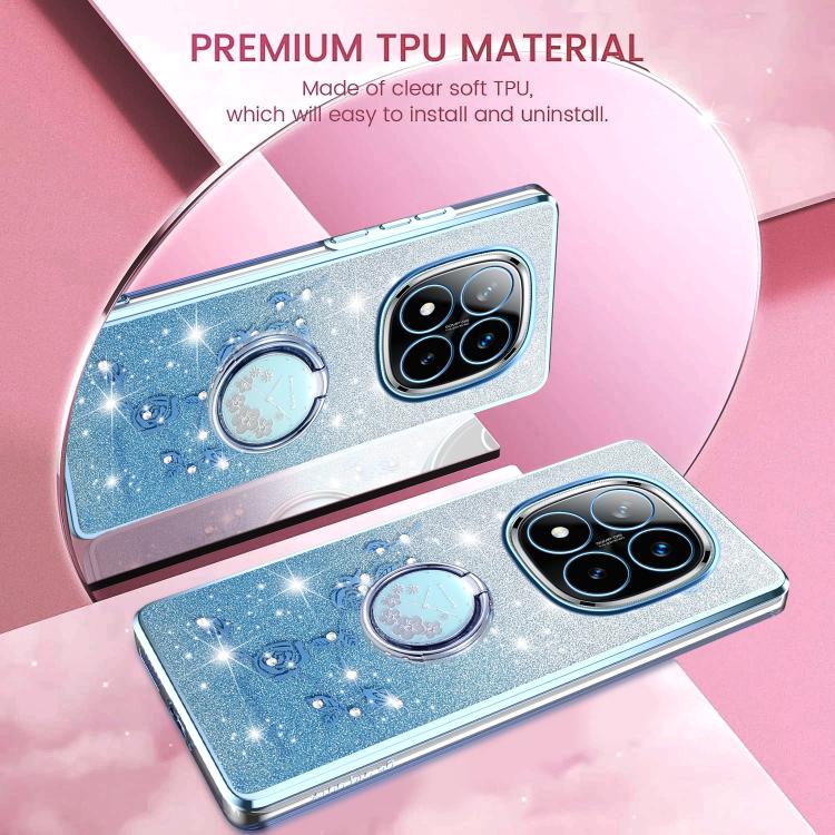 For Xiaomi Redmi Note 14 Pro+ 5G Gradient Glitter Immortal Flower Ring All-inclusive Phone Case