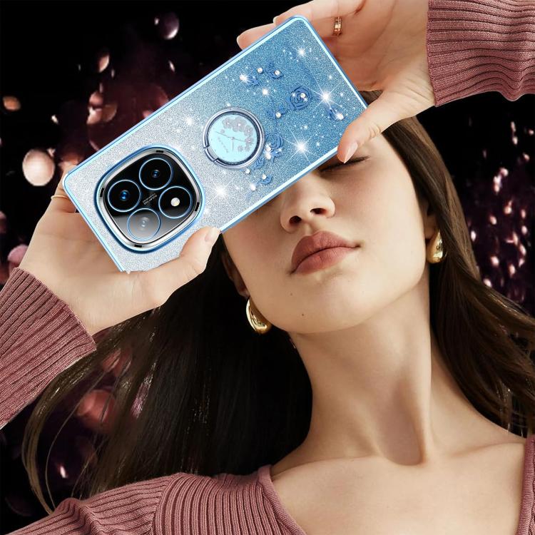 For Xiaomi Redmi Note 14 Pro+ 5G Gradient Glitter Immortal Flower Ring All-inclusive Phone Case