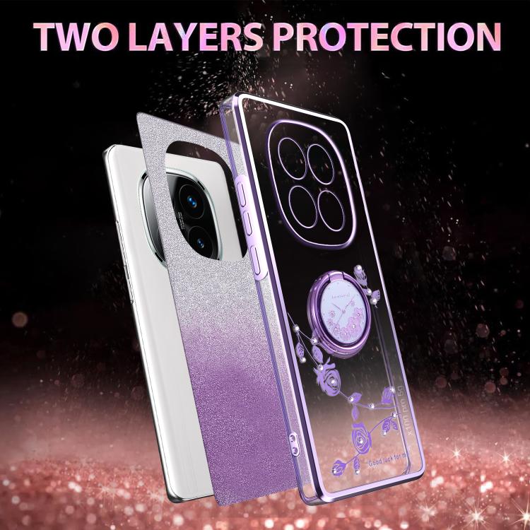 For Xiaomi Redmi Note 14 Pro+ 5G Gradient Glitter Immortal Flower Ring All-inclusive Phone Case