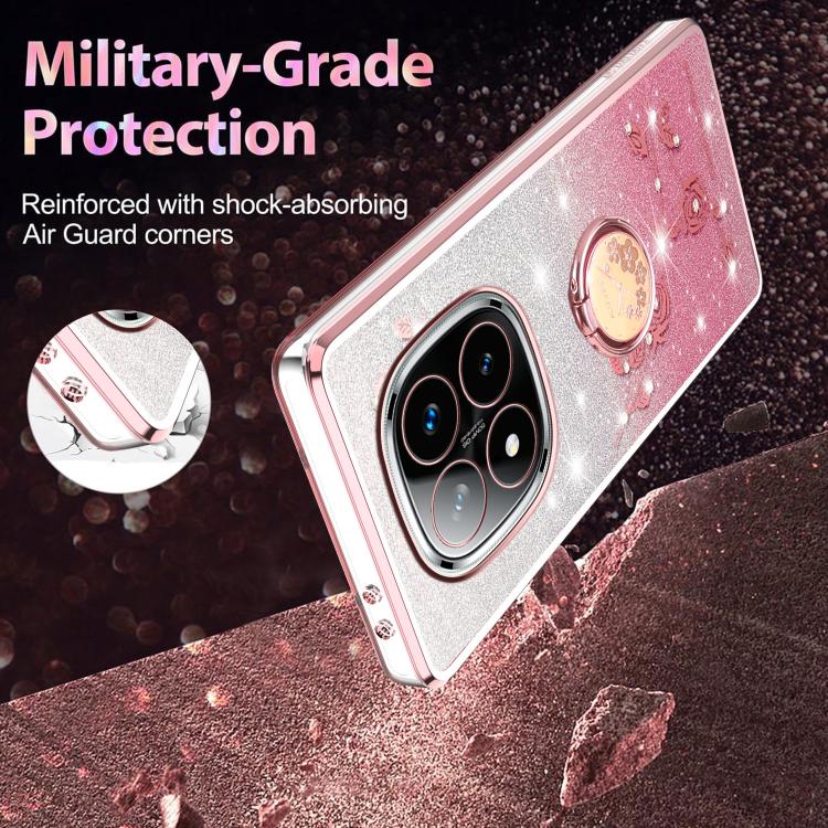 For Xiaomi Redmi Note 14 Pro+ 5G Gradient Glitter Immortal Flower Ring All-inclusive Phone Case