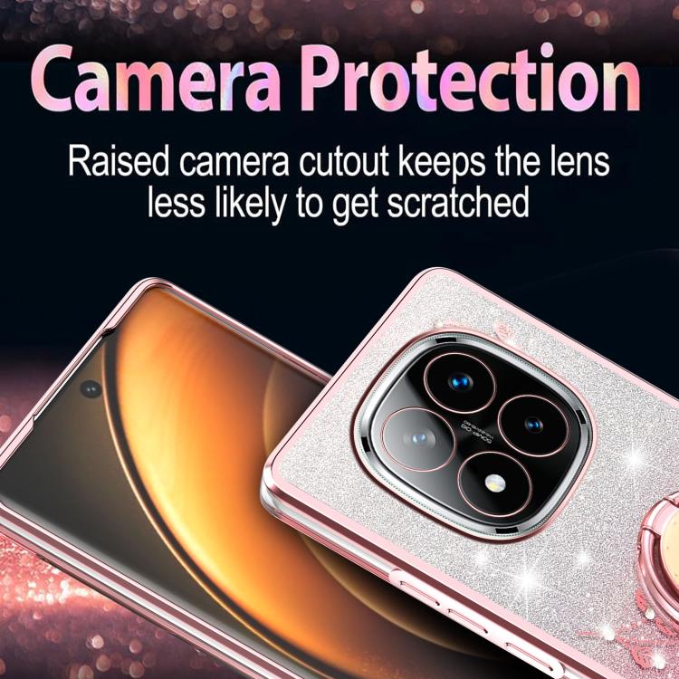 For Xiaomi Redmi Note 14 Pro+ 5G Gradient Glitter Immortal Flower Ring All-inclusive Phone Case
