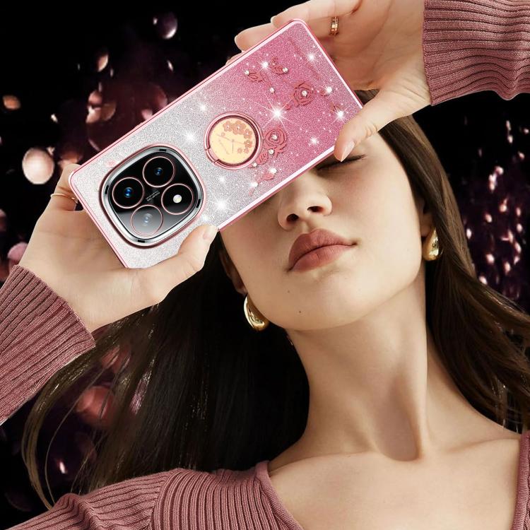 For Xiaomi Redmi Note 14 Pro+ 5G Gradient Glitter Immortal Flower Ring All-inclusive Phone Case