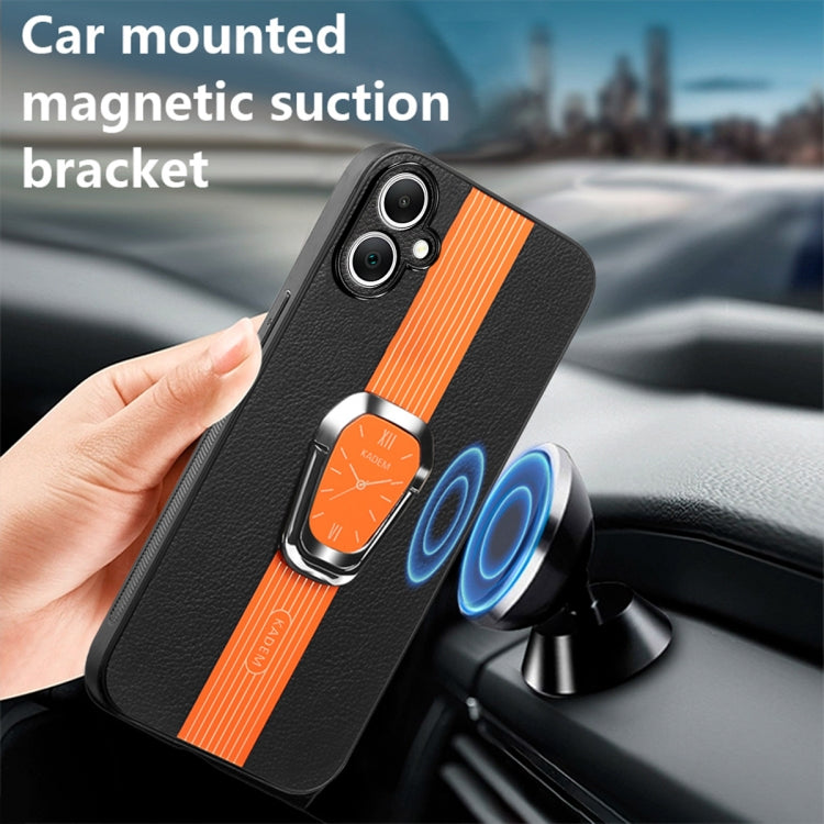 For Samsung Galaxy A06 Magnetic Litchi Leather Back Phone Case with Holder