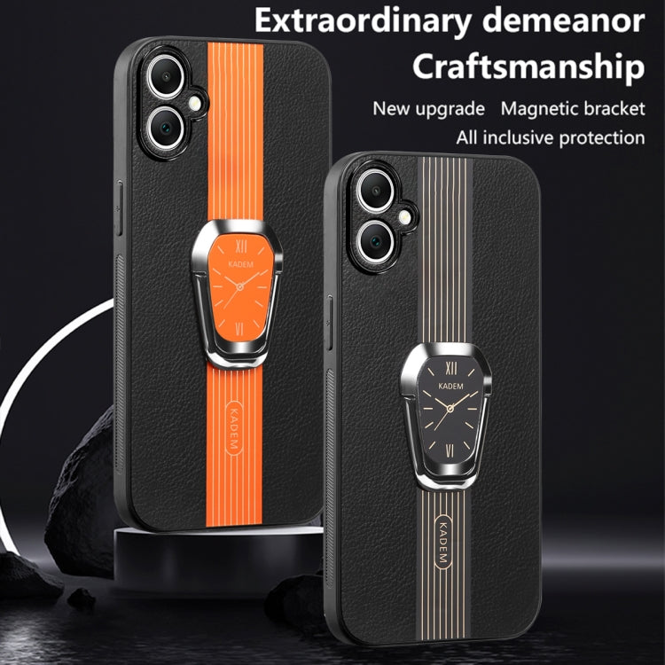 For Samsung Galaxy A06 Magnetic Litchi Leather Back Phone Case with Holder