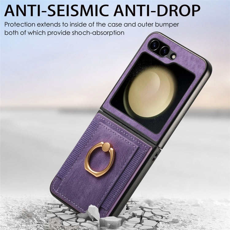 For Samsung Galaxy Z Flip6 / Flip7 FE Retro Skin-feel Ring Multi-card Wallet Phone Case