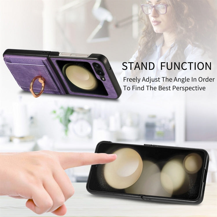 For Samsung Galaxy Z Flip6 / Flip7 FE Retro Skin-feel Ring Multi-card Wallet Phone Case