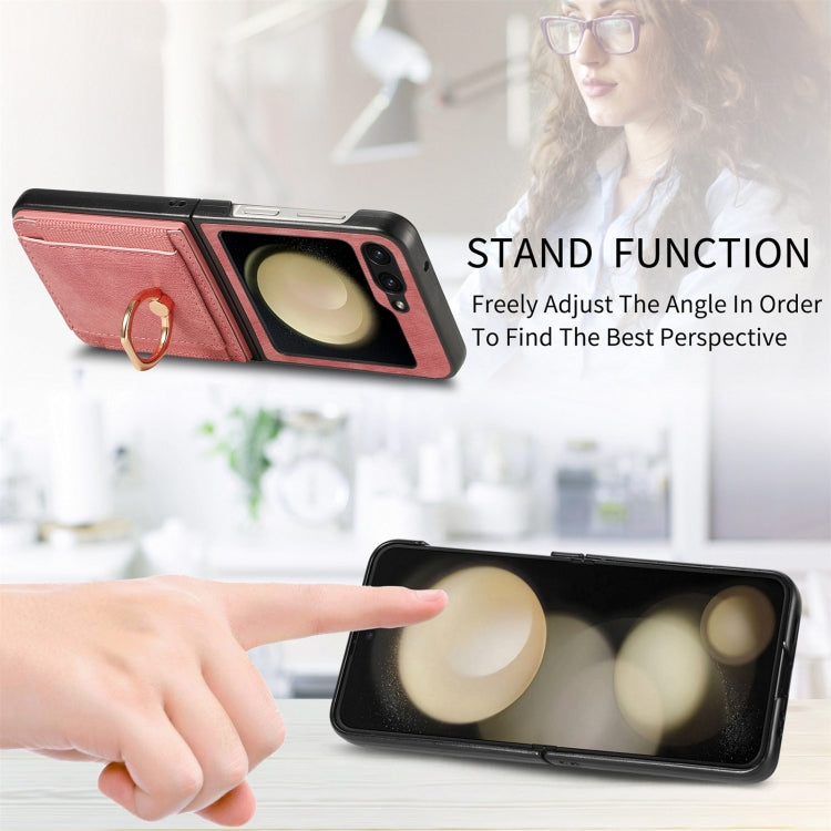 For Samsung Galaxy Z Flip6 / Flip7 FE Retro Skin-feel Ring Multi-card Wallet Phone Case