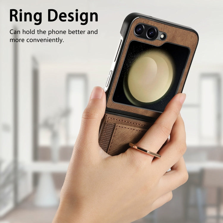 For Samsung Galaxy Z Flip6 / Flip7 FE Retro Skin-feel Ring Multi-card Wallet Phone Case