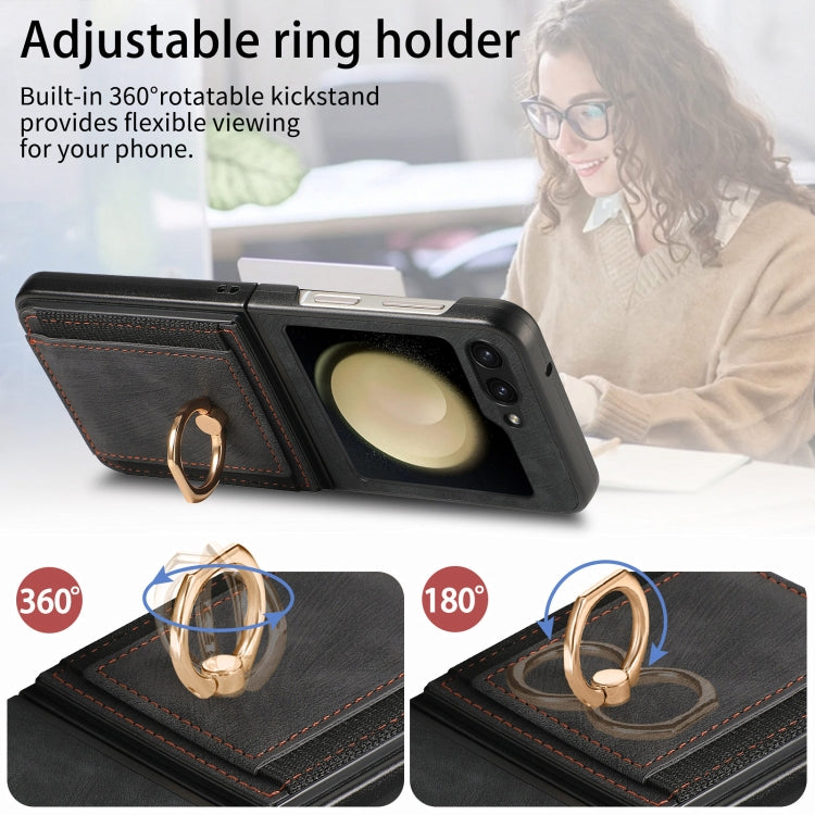 For Samsung Galaxy Z Flip6 / Flip7 FE Retro Skin-feel Ring Multi-card Wallet Phone Case