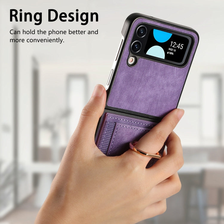For Samsung Galaxy Z Flip4 Retro Skin-feel Ring Multi-card Wallet Phone Case