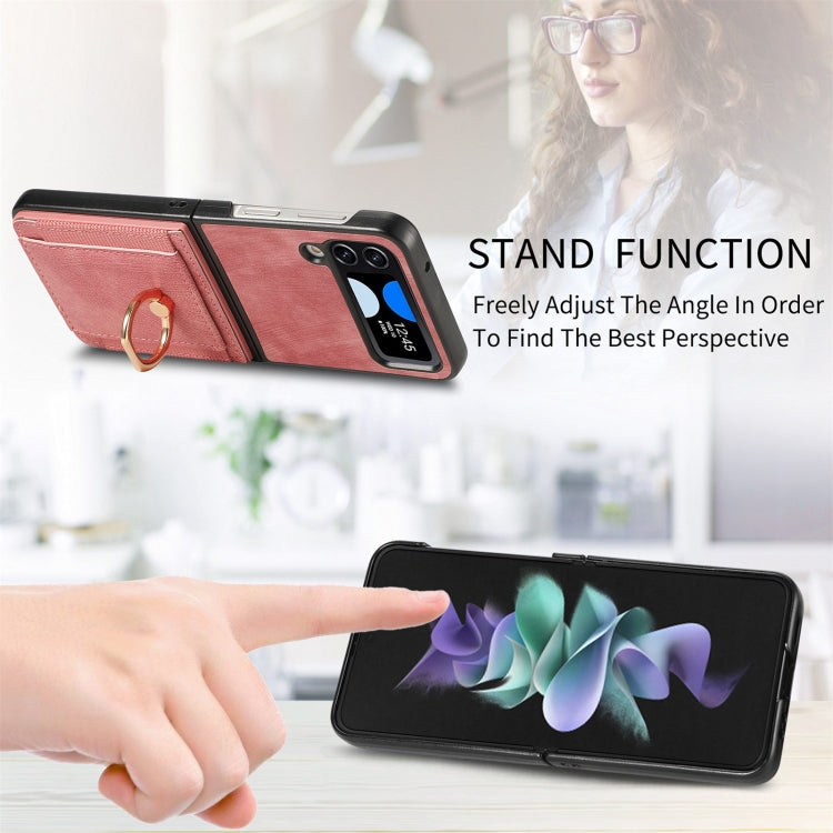 For Samsung Galaxy Z Flip4 Retro Skin-feel Ring Multi-card Wallet Phone Case