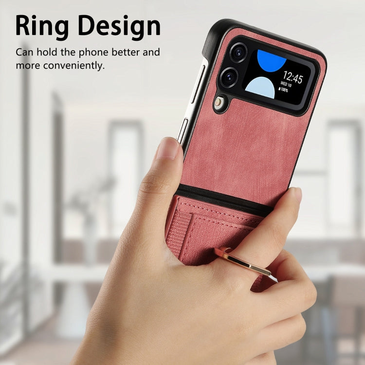 For Samsung Galaxy Z Flip4 Retro Skin-feel Ring Multi-card Wallet Phone Case