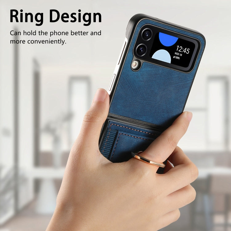 For Samsung Galaxy Z Flip4 Retro Skin-feel Ring Multi-card Wallet Phone Case